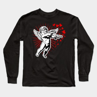 Spreading Love Cupid Cherub Shooting Hearts from Valentine's  Guns Long Sleeve T-Shirt